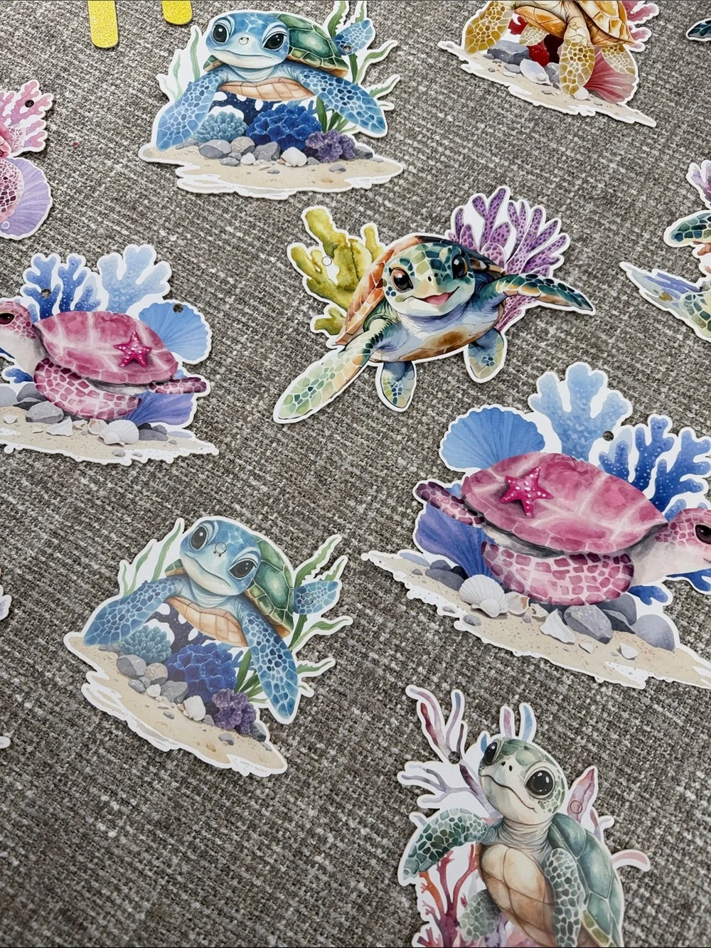 Birthday Party Sea Turtle Decorations - Gold & Multicolor